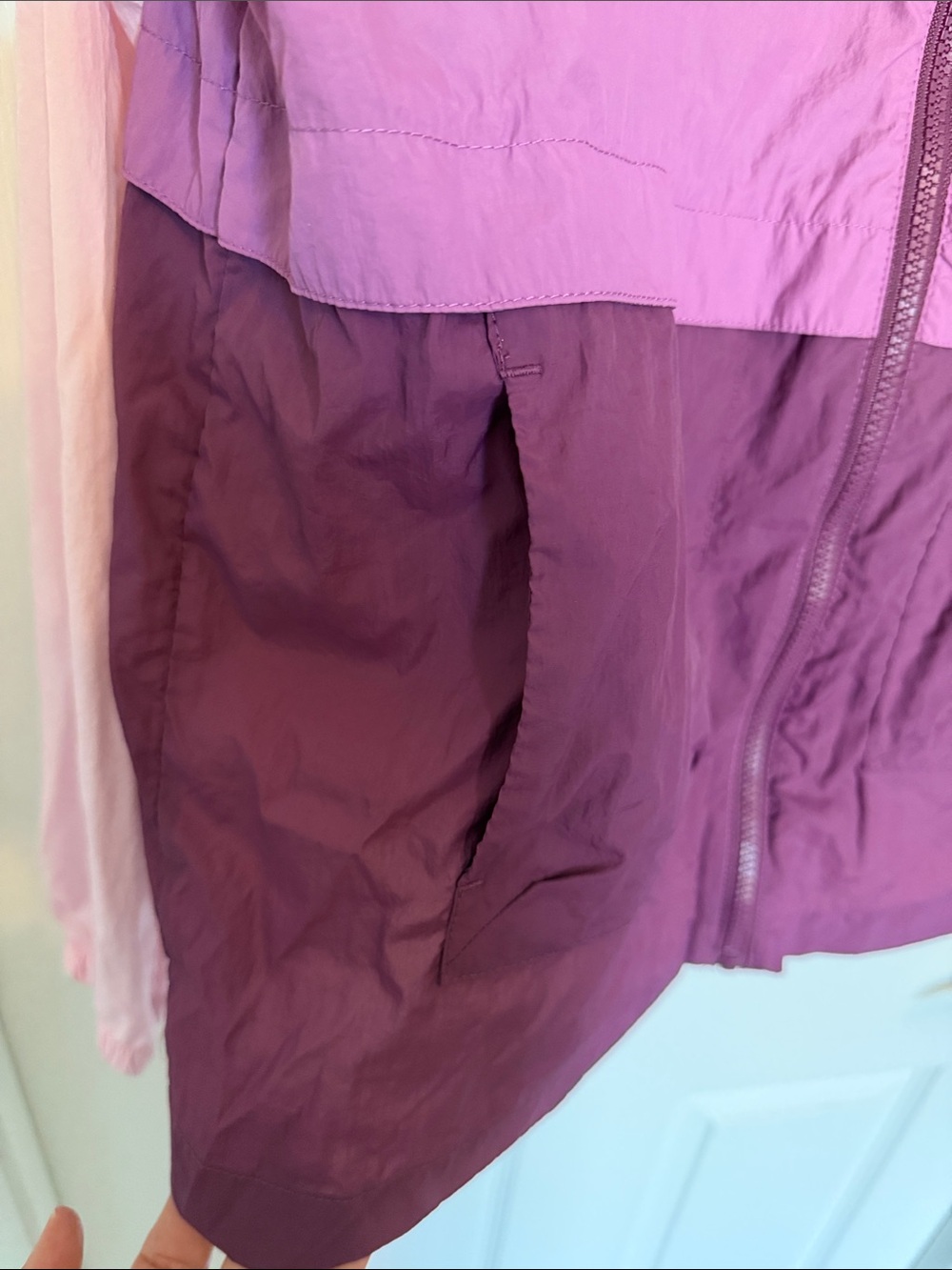 Eddie Bauer Colorblock Pink & Purple Hooded Windbreaker - Picture 8 of 11